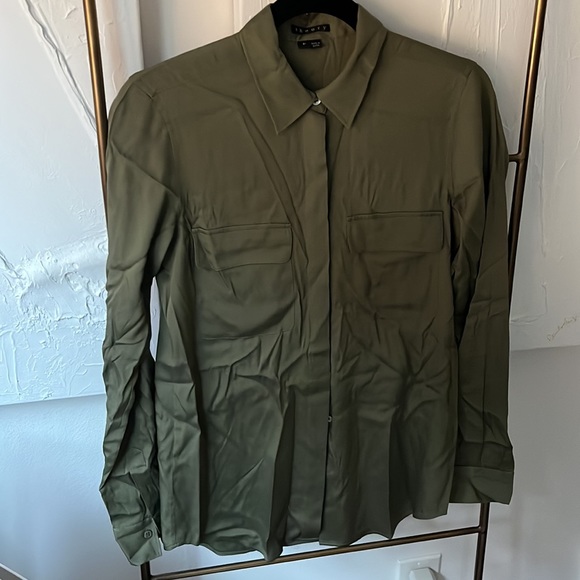 Theory Dolsen Elegance Green Blouse shirt - Picture 3 of 5